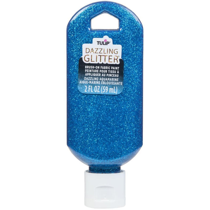 Tulip Dazzling Glitter Brush-On Fabric Paint 2oz - Aquamarine