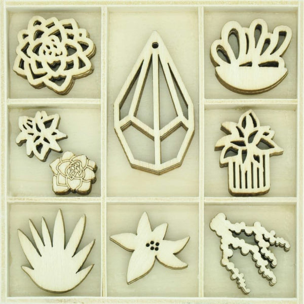 Kaisercraft - Themed Mini Wooden Flourishes 45 per pack - Succulents