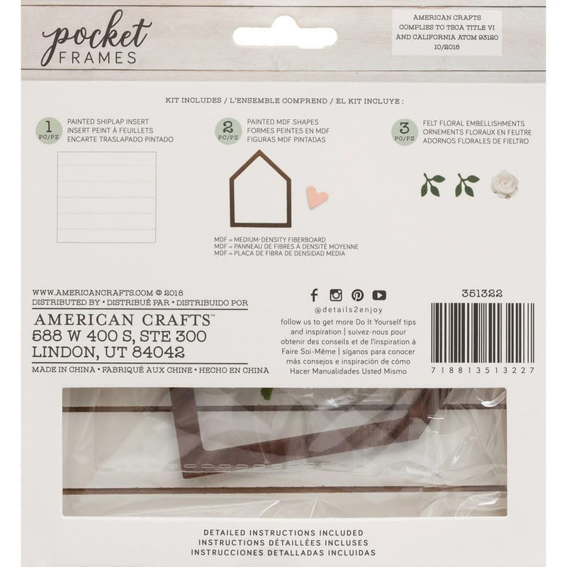 American Crafts Pocket Frames Insert Kit 6X5.5 6 per pack - House Heart with Insert*