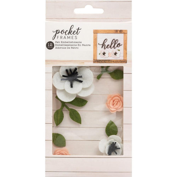 American Crafts - Pocket Frames Felt Flowers 12 per pack - Style No.2
