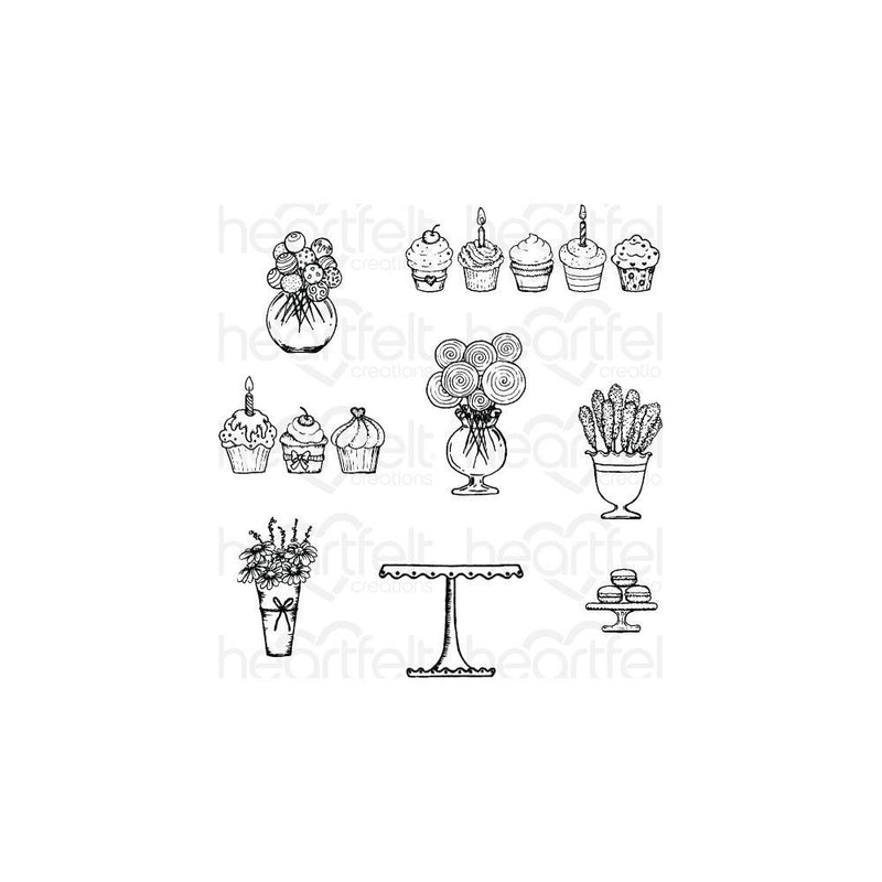 Heartfelt Creations - Cling Rubber Stamp Set - Sweet Shoppe Treats .75 To 3in