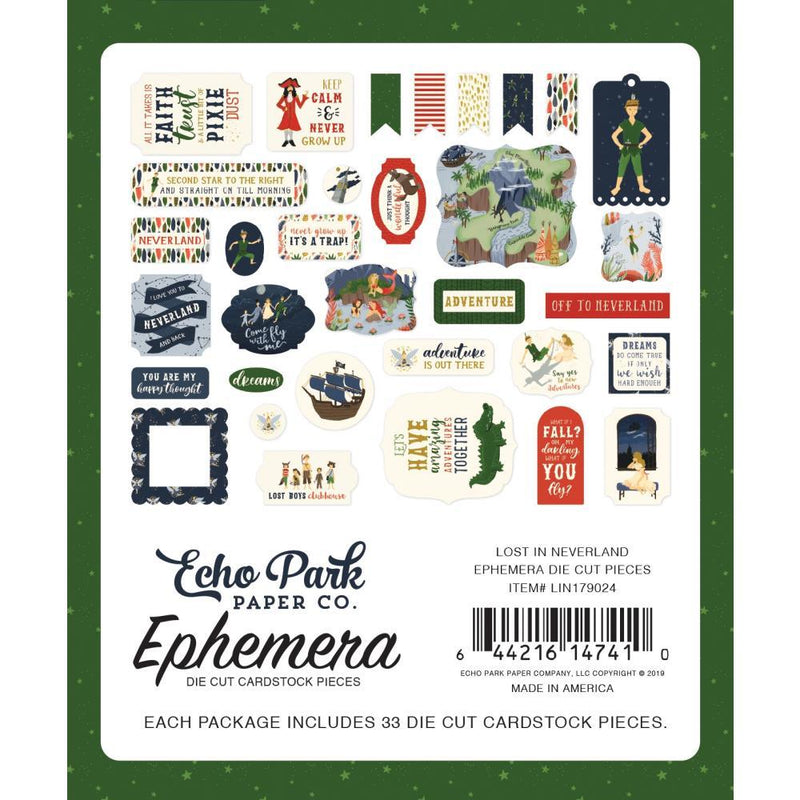 Echo Park Lost In Neverland Cardstock Die-Cuts 33 pack - Icons*