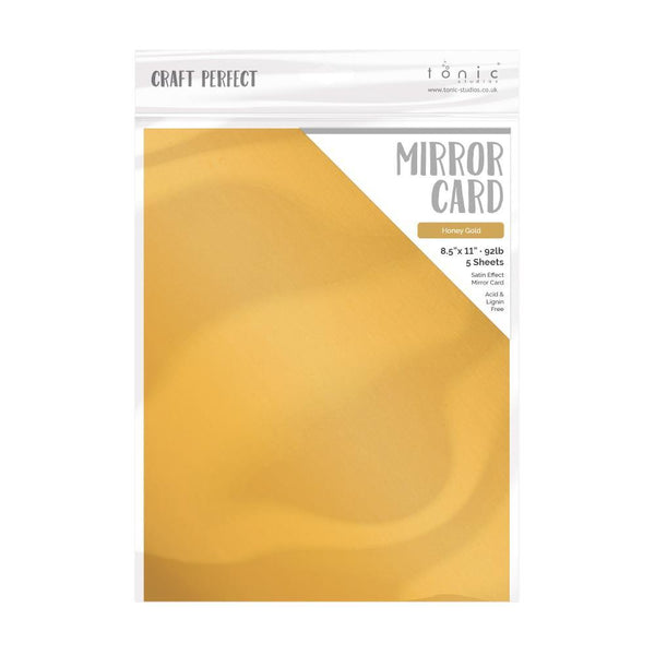 Tonic Studio - Craft Perfect Mirror Cardstock 92lb 8.5 inch X11 inch 5 pack Satin Honey Gold