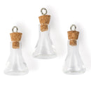 Solid Oak Steampunk Glass Accents 3 pack - Erlenmeyer Flasks