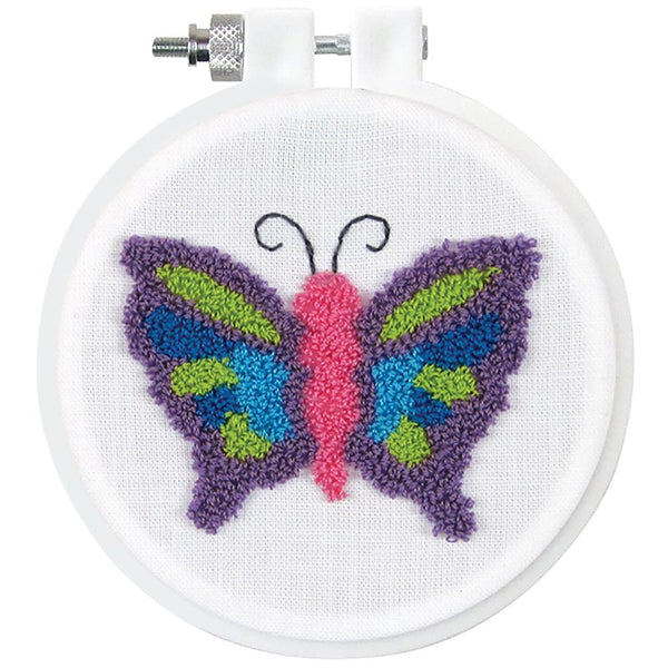 Design Works Punch Needle Kit 3.5 inch Round Butterfly