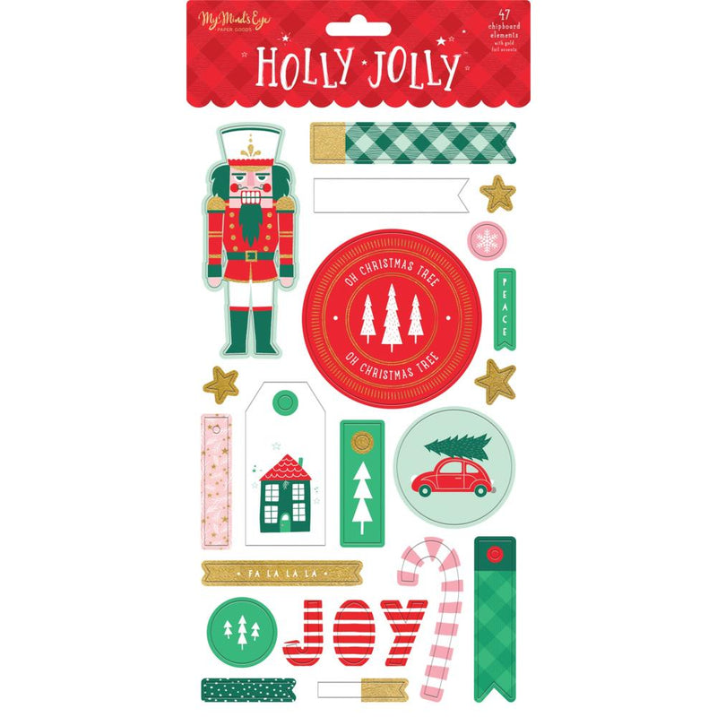 My Minds Eye - Holly Jolly - Chipboard Elements 6 inch X12 inch 2 pack*