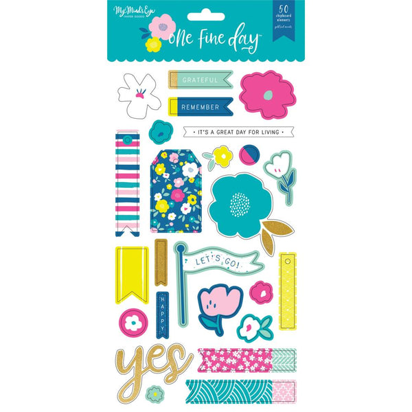 My Minds Eye - One Fine Day - Chipboard Elements 6 inch X12 inch 2 pack*