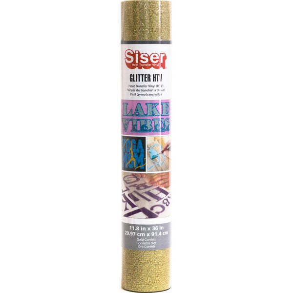 Siser - Glitter HTV Vinyl - 11.8 inchX36 inch Roll - Gold Confetti*