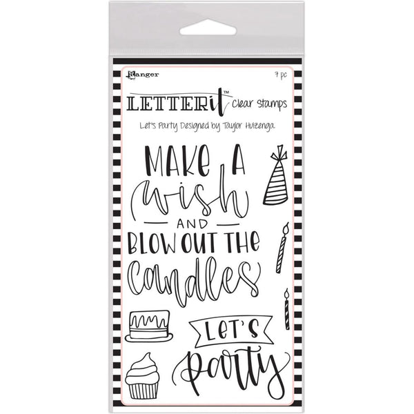 Ranger Letter It Clear Stamp Set 4 inch X6 inch Lets Party*
