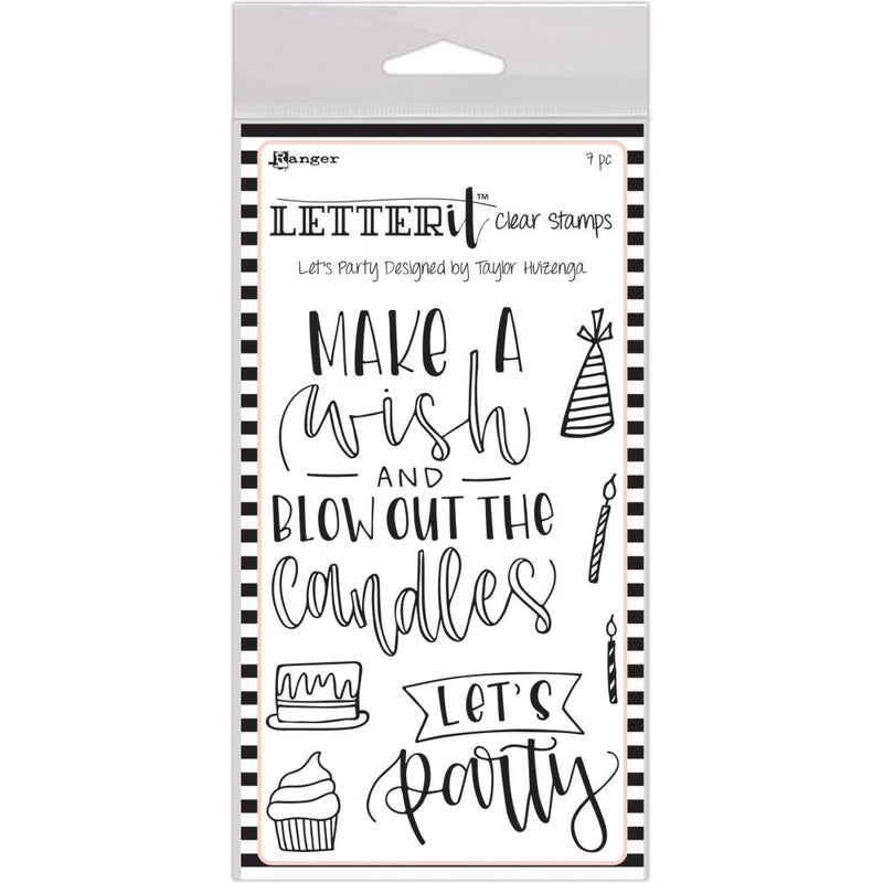 Ranger Letter It Clear Stamp Set 4 inch X6 inch Lets Party*