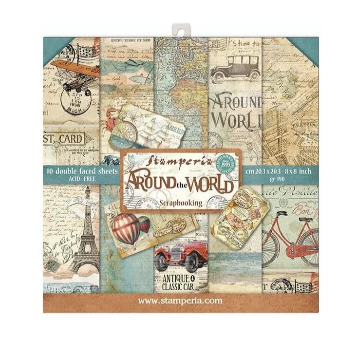 Stamperia Double-Sided Paper Pad 8"x 8" 10 pack - Around The World