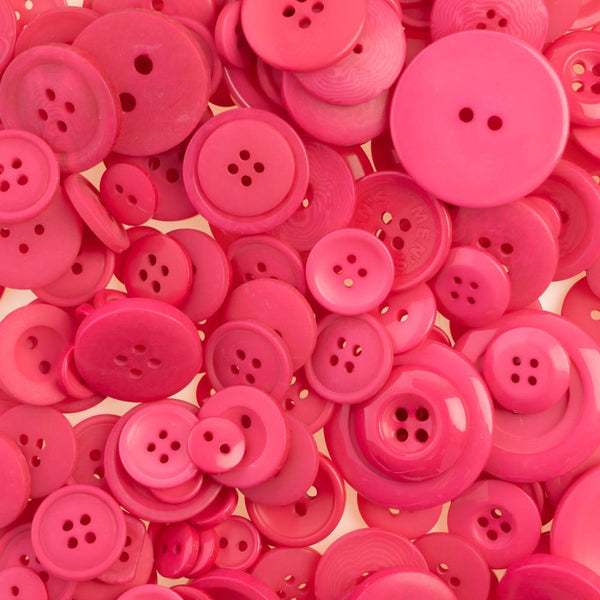 John Bead Nutton But Buttons 4.6oz Tube Mixed Sizes Resin Buttons - Dark Pink*