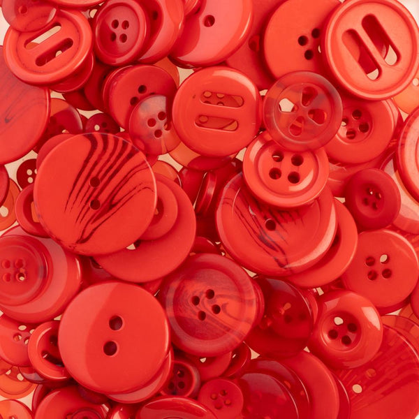 John Bead Nutton But Buttons 4.6oz Tube Mixed Sizes Resin Buttons - Red*