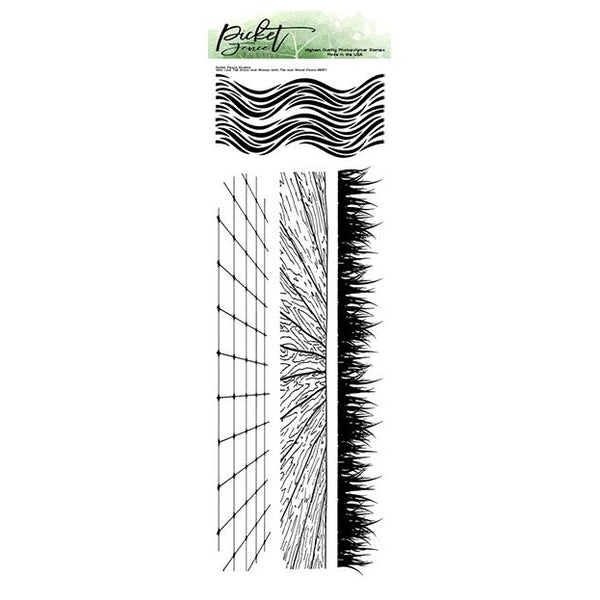 Picket Fence Studios 4"x 12" Stamp Set - Slim Grass & Waves with Tiles & Wood Floors*