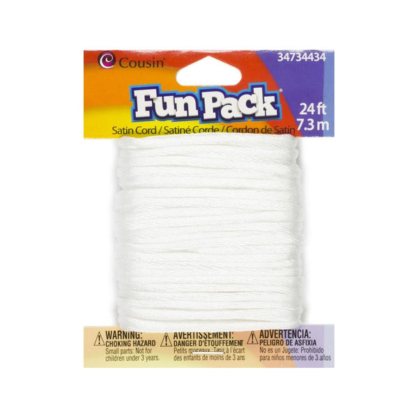 Cousin Fun Pack Satin Rattail Cord 8yd (7.3m) White