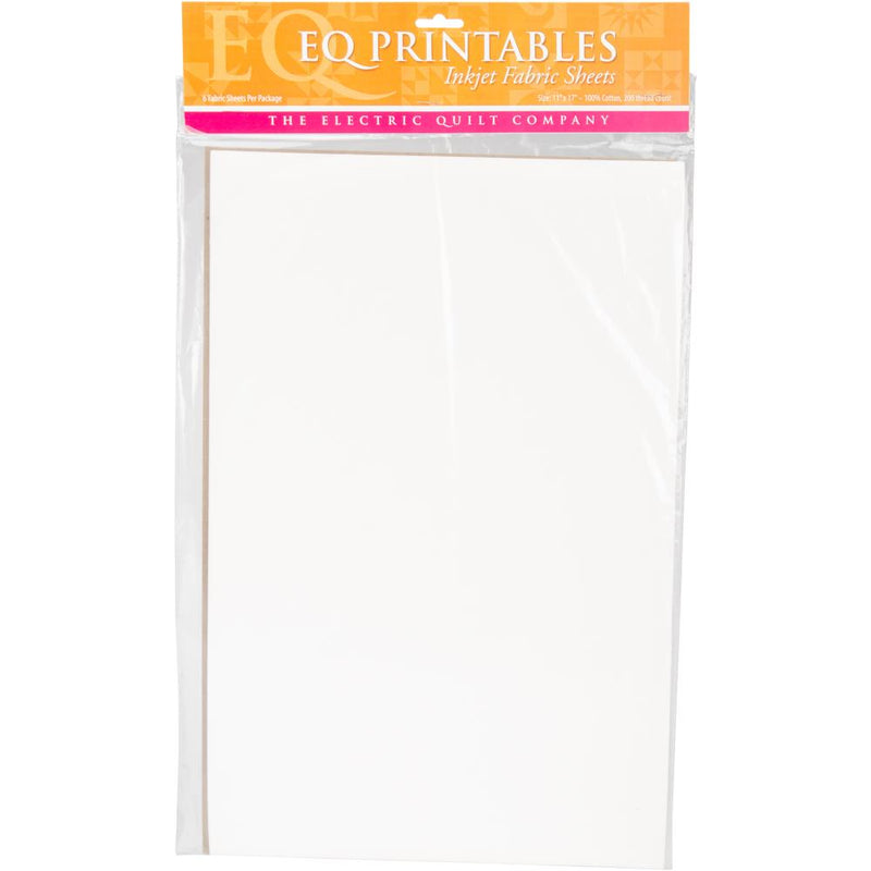 EQ Inkjet Printable Cotton Basic Fabric Sheets 11"x 17" 6 pack*