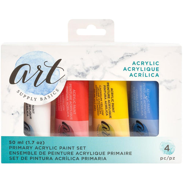 Art Supply Basics Acrylic Paint 50ml 4/Pkg Primary*