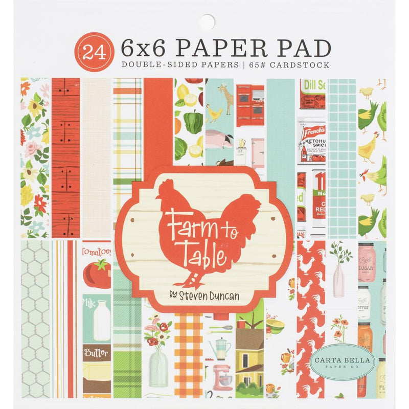 Carta Bella Double-Sided Paper Pad 6in x 6in  24 pack  - Farm To Table, 12 Designs/2 Each