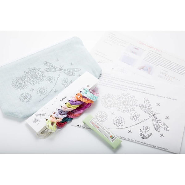 Tulip Embroidery Pouch Kit - Dragonfly*