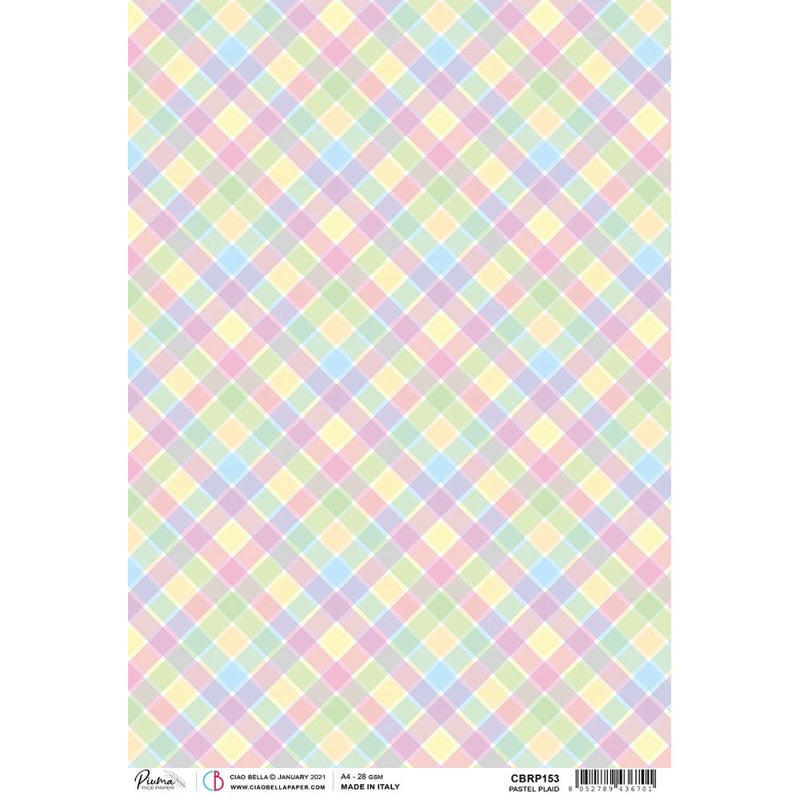 Ciao Bella Rice Paper Sheet A4 - Pastel Plaid, My First Year