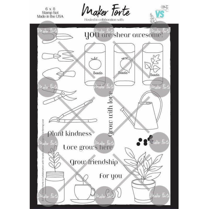 Maker Forte Clear Stamps By Varada Sharma Designs 6"X8" - Gardening Love*