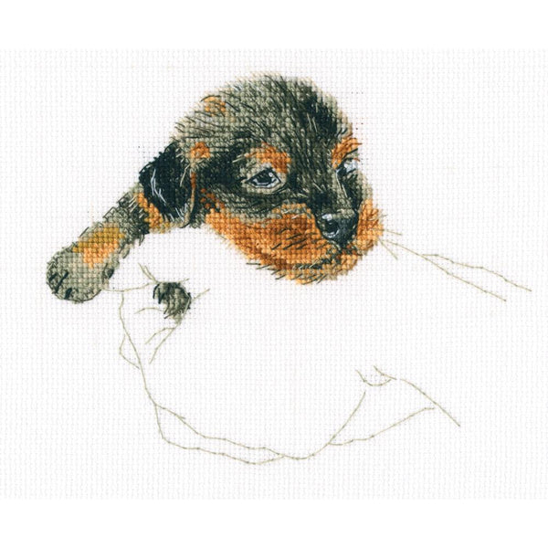 RTO Counted Cross Stitch Kit 6"X5" - In Palms - Puppy I (16 Count)*