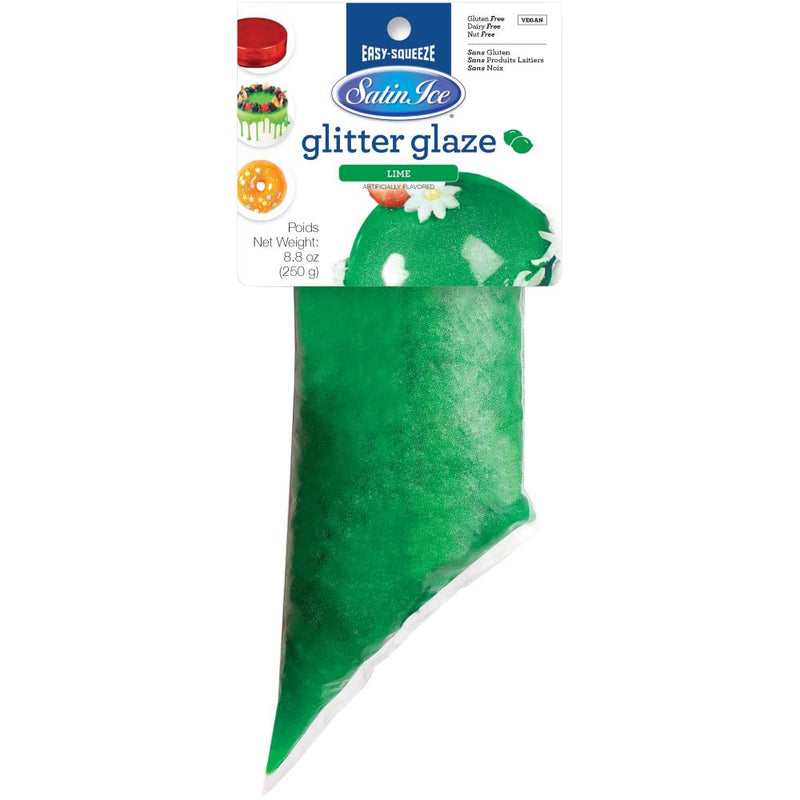 Satin Glitter Glaze - Green Lime, 8.8oz