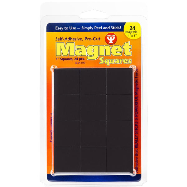 Hygloss Magnet Squares Self-Adhesive 1" 24 pack