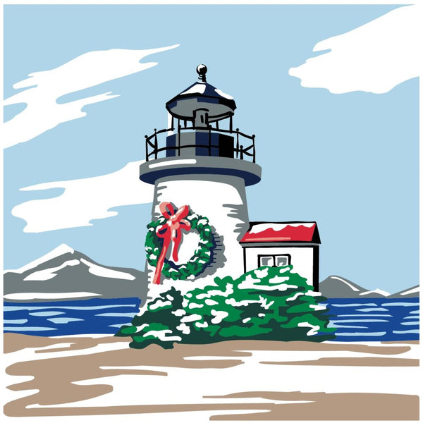 Plaid Modern Paint By Number Rolled Canvas 14"x 14" - Christmas Lighthouse*
