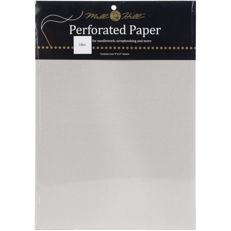 Mill Hill Perforated Paper 18 Count 9"x 12" 2 pack - White