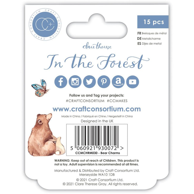 Craft Consortium In The Forest Metal Charms 15 pack - Bear*