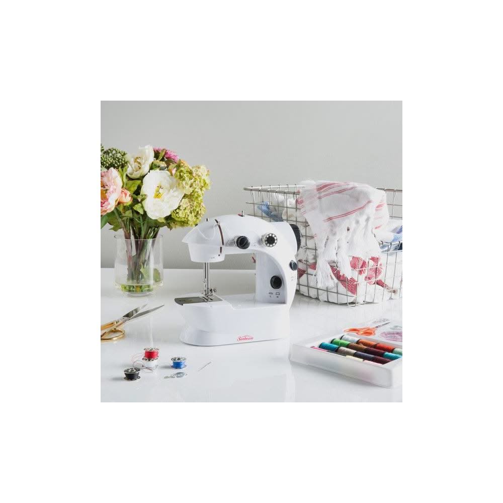 Sunbeam Mini Sewing Machine W/Foot Pedal White* – CraftOnline
