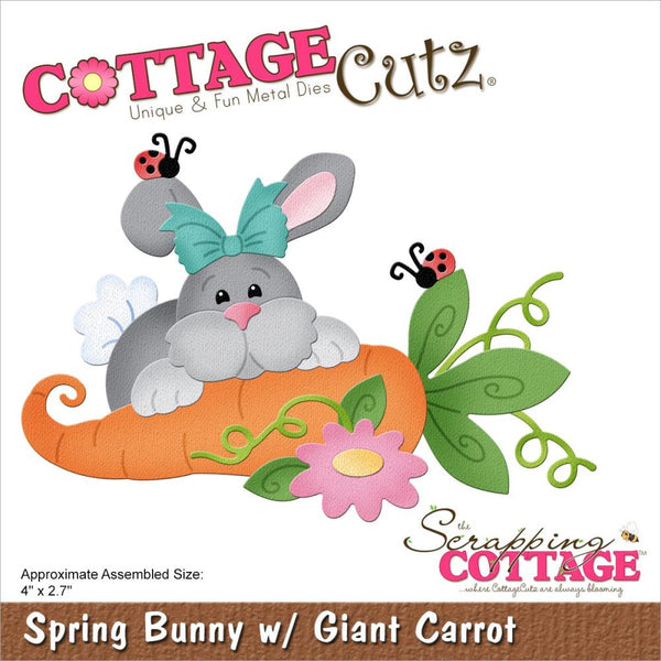 CottageCutz Dies - Spring Bunny W/Giant Carrot 4"x2.7"