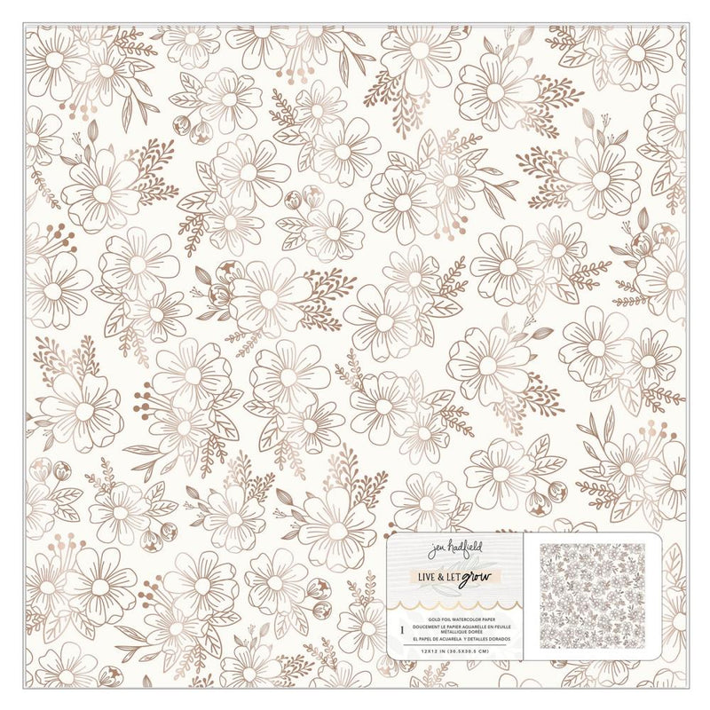 Jen Hadfield Live & Let Grow Specialty Paper 12"X12" Watercolour Paper W/Gold Foil*