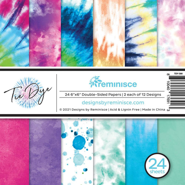 Reminisce Double-Sided Paper Pad 6"X6" 24 pack - Tie Dye, 12 Designs/2 Each