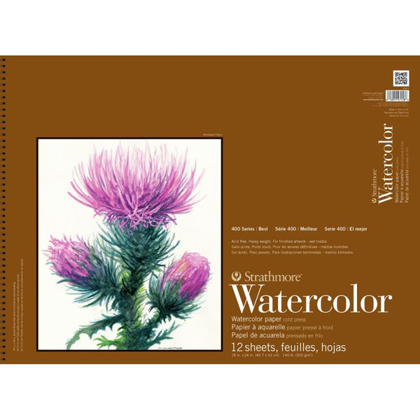 Strathmore Watercolour Paper Pad Spiral Bound 11"x 15" 140 lb, 12 Sheets*