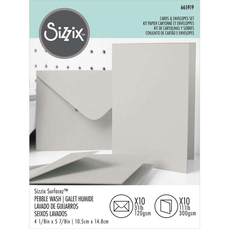 Sizzix Surfacez Card & Envelope Pack A6 10/Pkg - Pebble Wash*