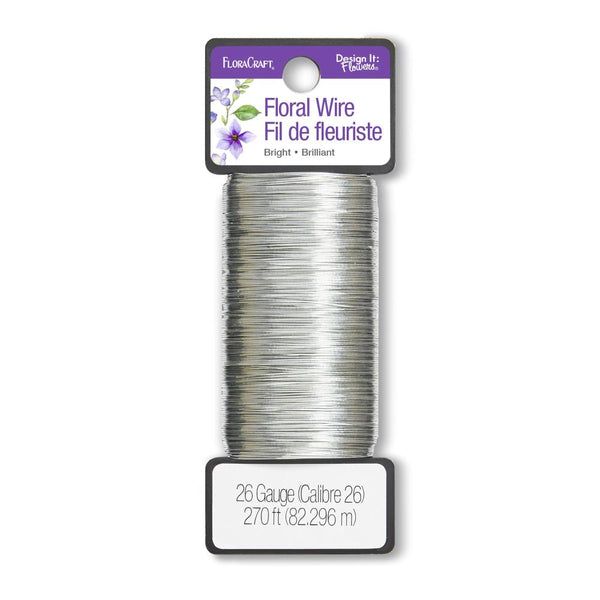 FloraCraft 26 Gauge Floral Wire - Bright Silver 270 Ft (82.2m)
