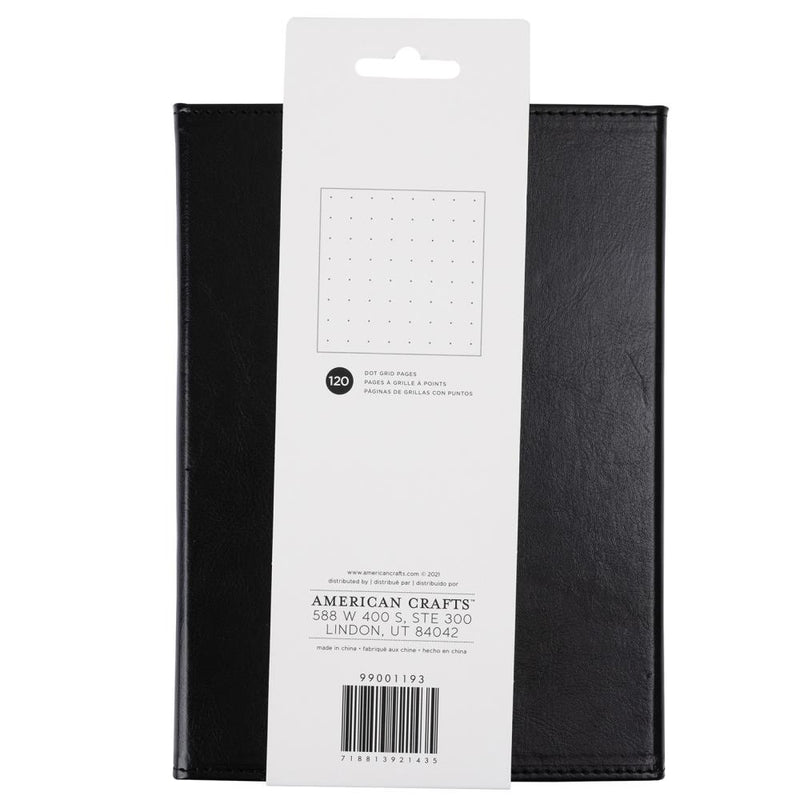 American Crafts Point Planner Snap Leatherette Planner 6"x 8" Black - Dot Grid - 120 Sheets*