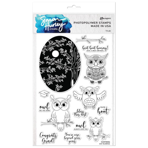Simon Hurley create. Clear Stamps 6"X9" - Owl Buddies