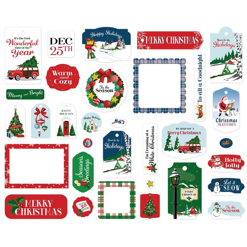Carta Bella Cardstock Ephemera 34 pack - Frames & Tags - White Christmas*