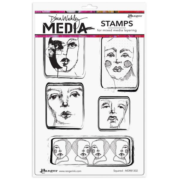 Dina Wakley Media Cling Stamps 6"x 9"- Squared*
