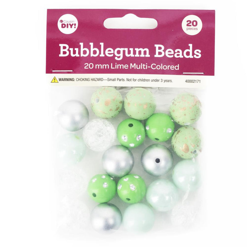 CousinDIY Bubblegum Bead 20mm, 20 pack - Lime Mix*