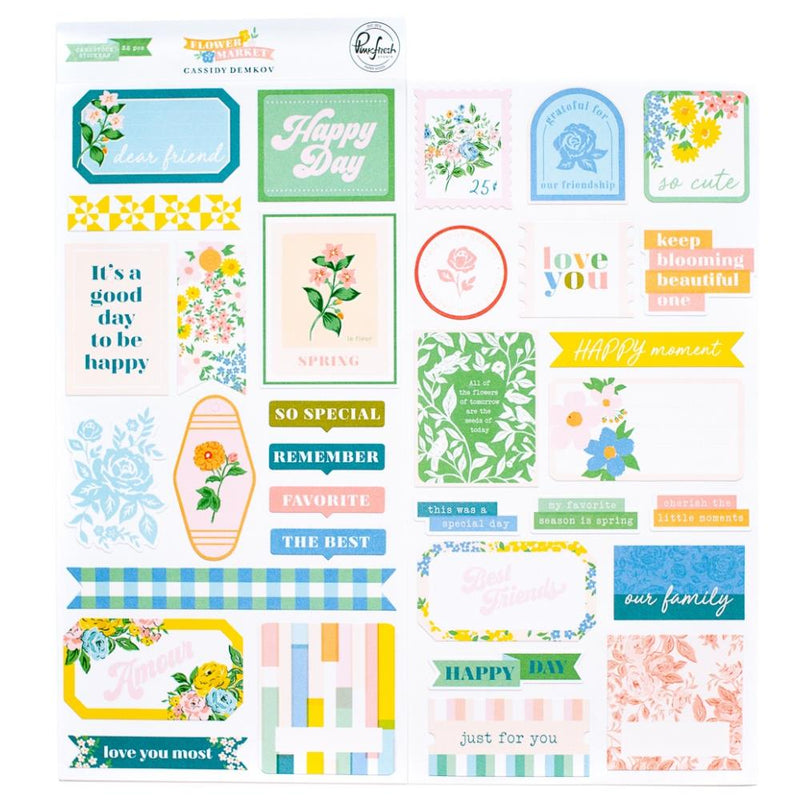 PinkFresh Cardstock Stickers - Flower Market