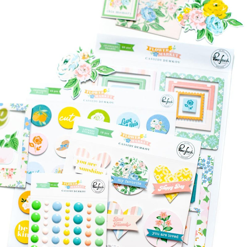 PinkFresh Chipboard Frames Stickers - Flower Market*