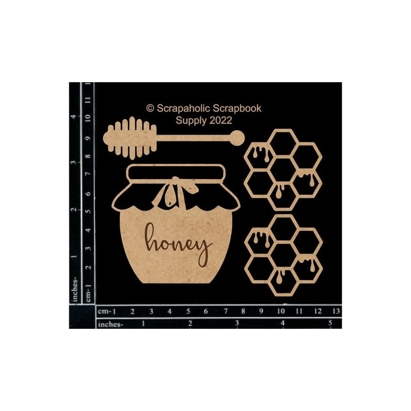 Scrapaholics Laser Cut Chipboard 2mm Thick Honey Jar Set, 4 pack 3" To 1.75"