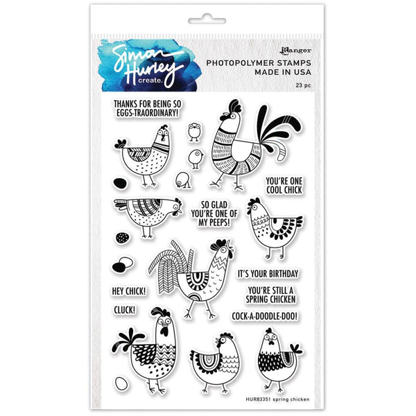 Simon Hurley create. Clear Stamps 6"X9" ( 15.2cm x 22.8cm) Spring Chicken
