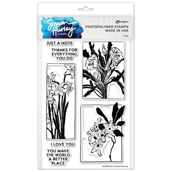 Simon Hurley create. Clear Stamps 6"X9" ( 15.2cm x 22.8cm) Framed Florals*