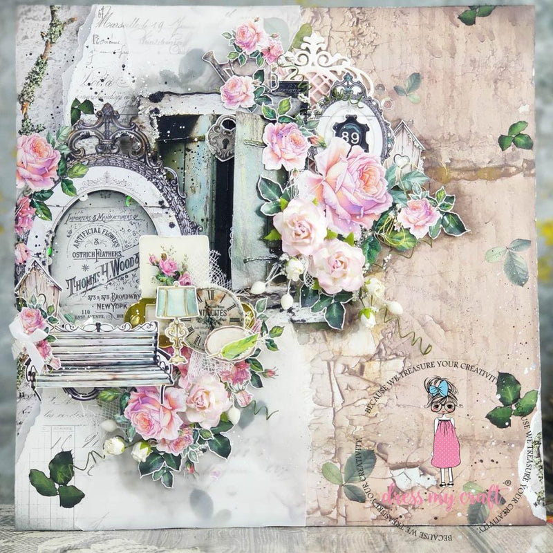Dress My Craft Single-Sided Paper Pad 6"X6" 24 pack Wall Of Roses, 12 Designs/2 Each*