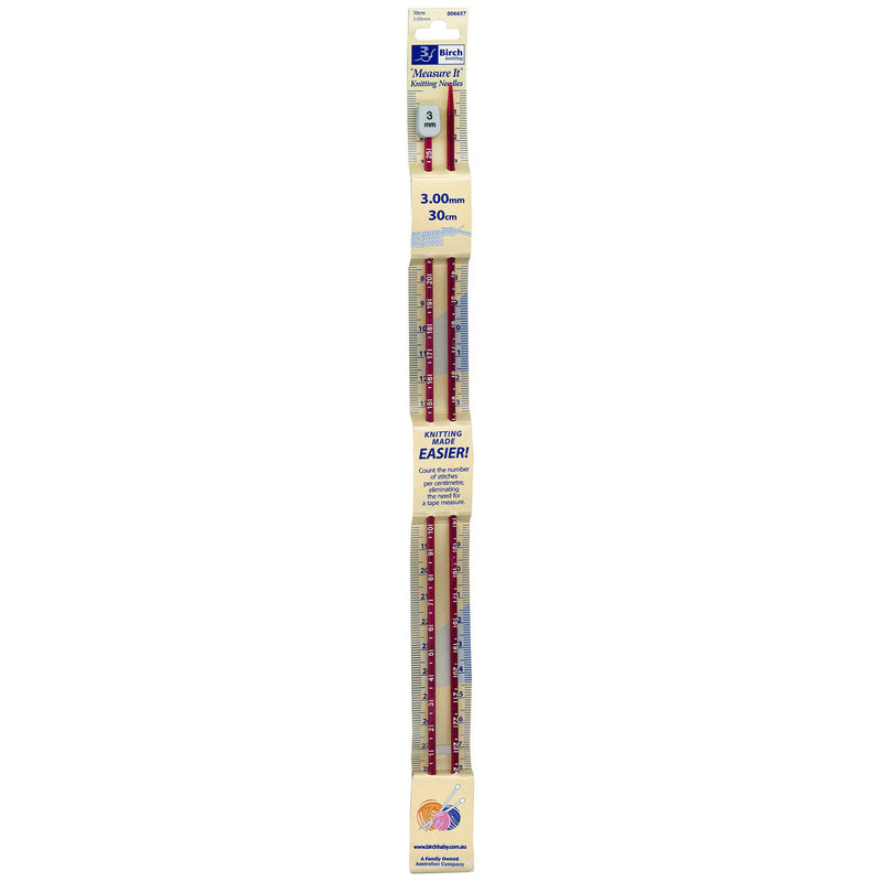 Birch Knitting Needle Measure It 30cm -  3mm*